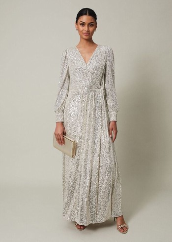 Phase Eight Amily Sequin Dress Silver Canada | OPLHFW-038